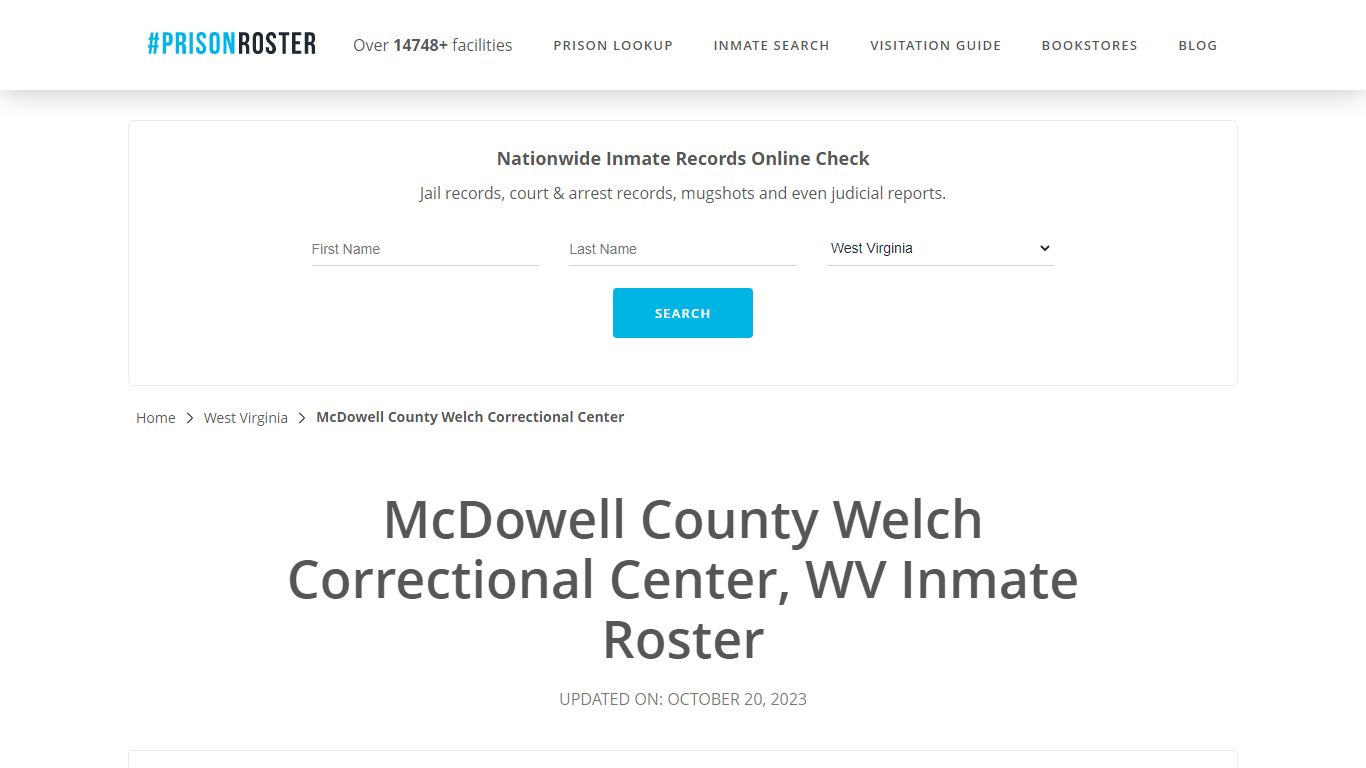 McDowell County Welch Correctional Center, WV Inmate Roster - Prisonroster