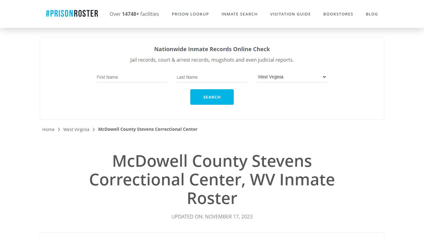 McDowell County Stevens Correctional Center, WV Inmate Roster